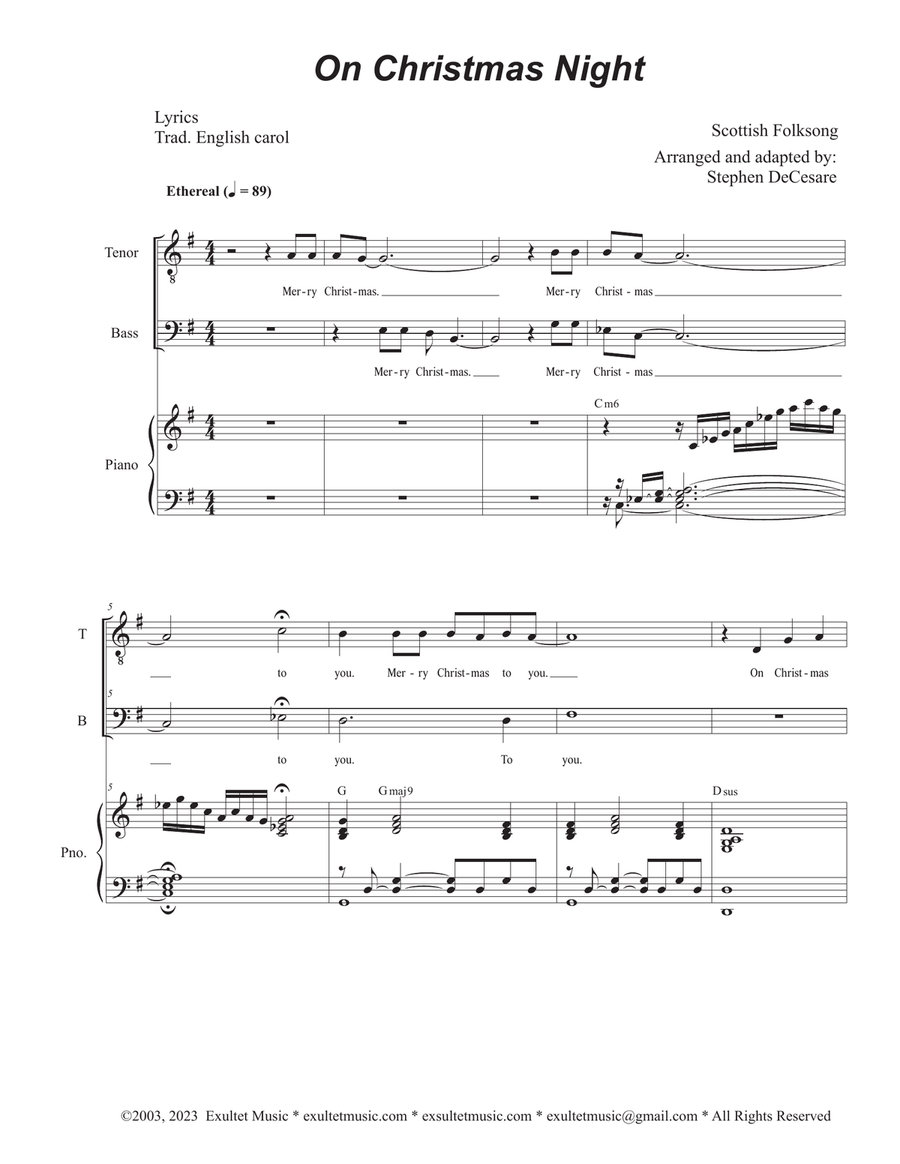 Book cover for On Christmas Night (Duet for Tenor and Bass solo)