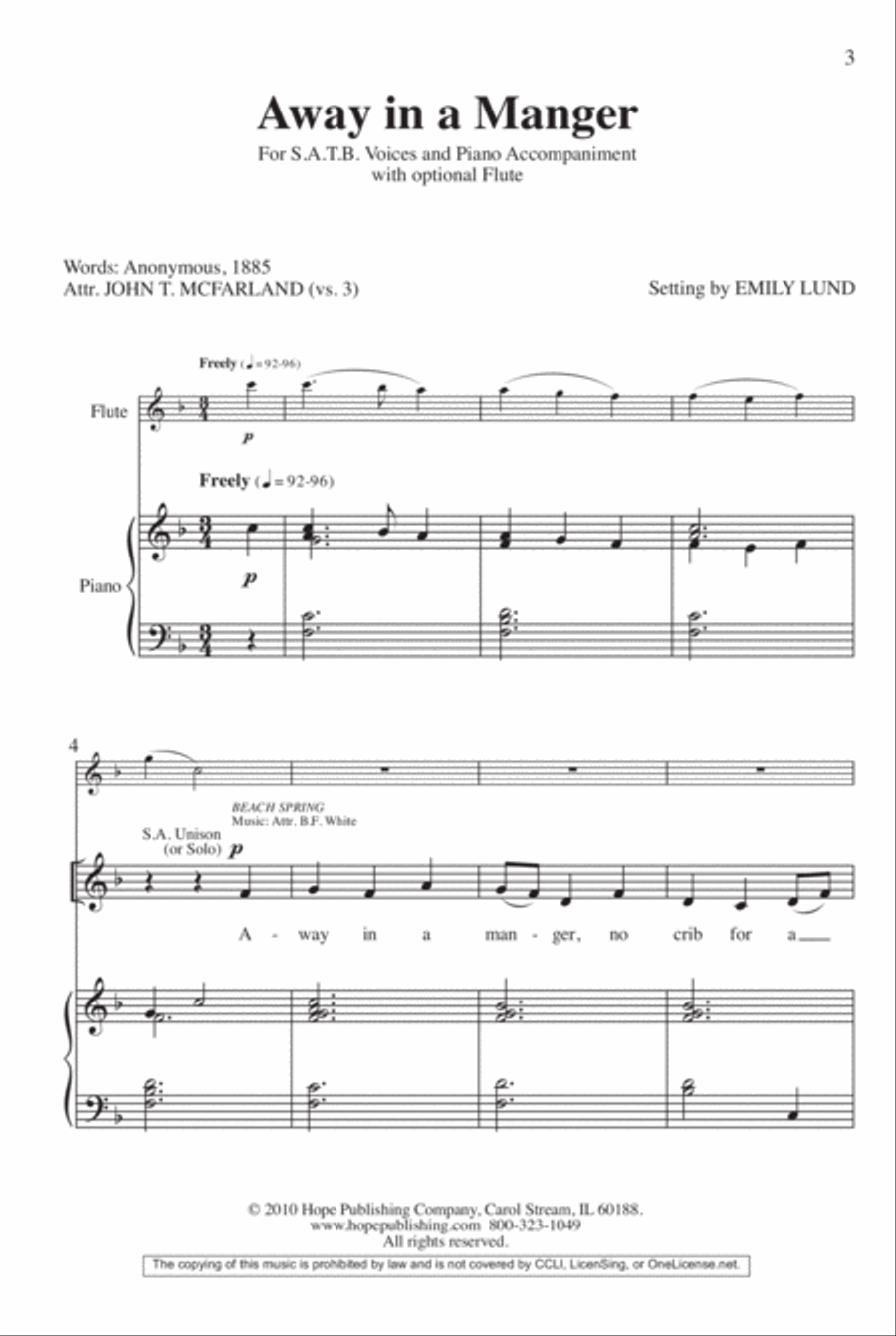Away in a Manger 4-Part scores gallery preview page 13