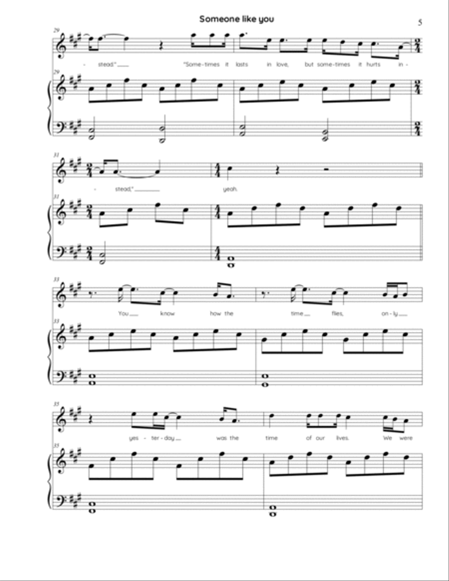 Someone Like You Easy Piano scores gallery preview page 5