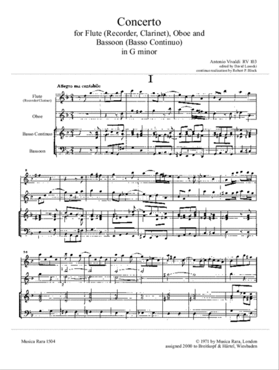 Concerto in G minor RV 103 Set of Parts scores gallery preview page 2