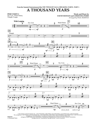 A Thousand Years (from The Twilight Saga: Breaking Dawn, Part 1) - Percussion 2