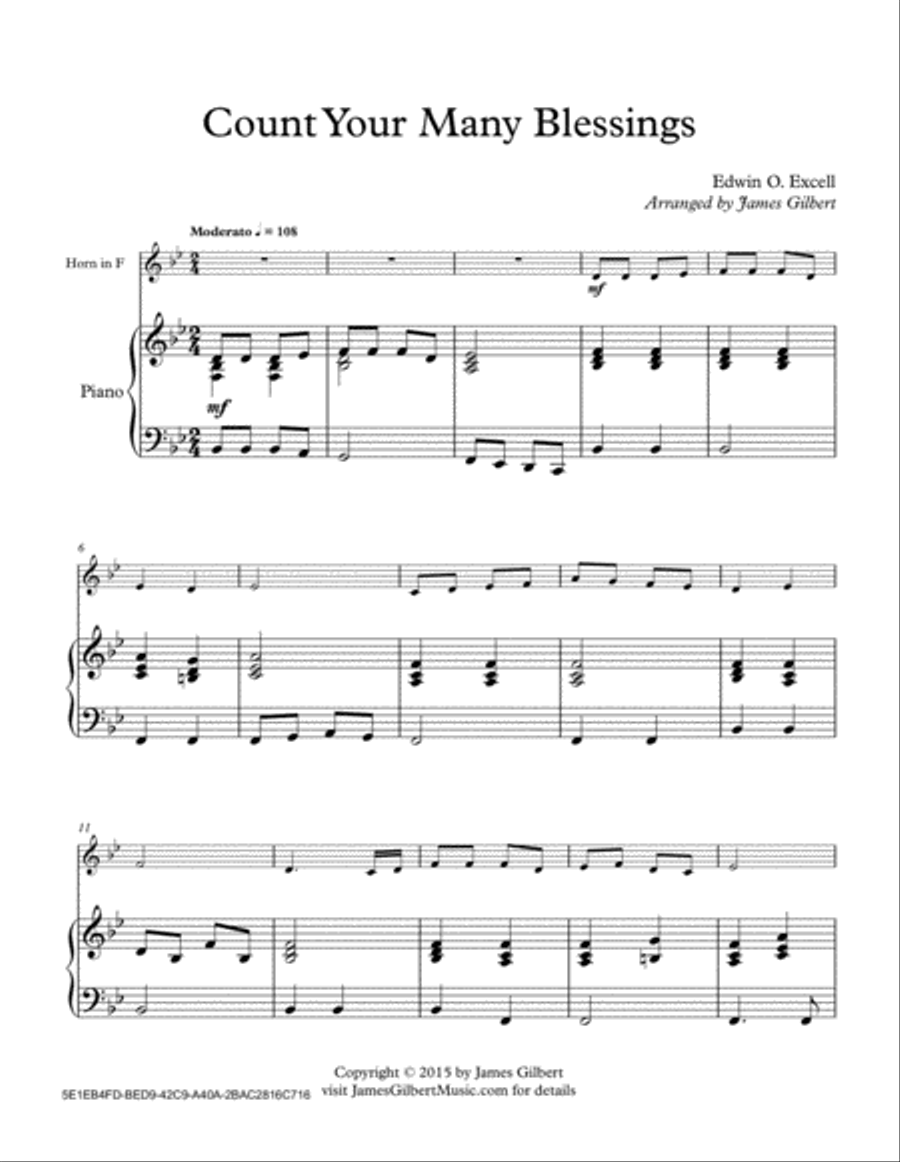 Count Your Many Blessings Horn scores gallery preview page 1