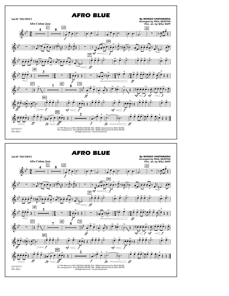 Afro Blue - 2nd Bb Trumpet Marching Band scores gallery preview page 1