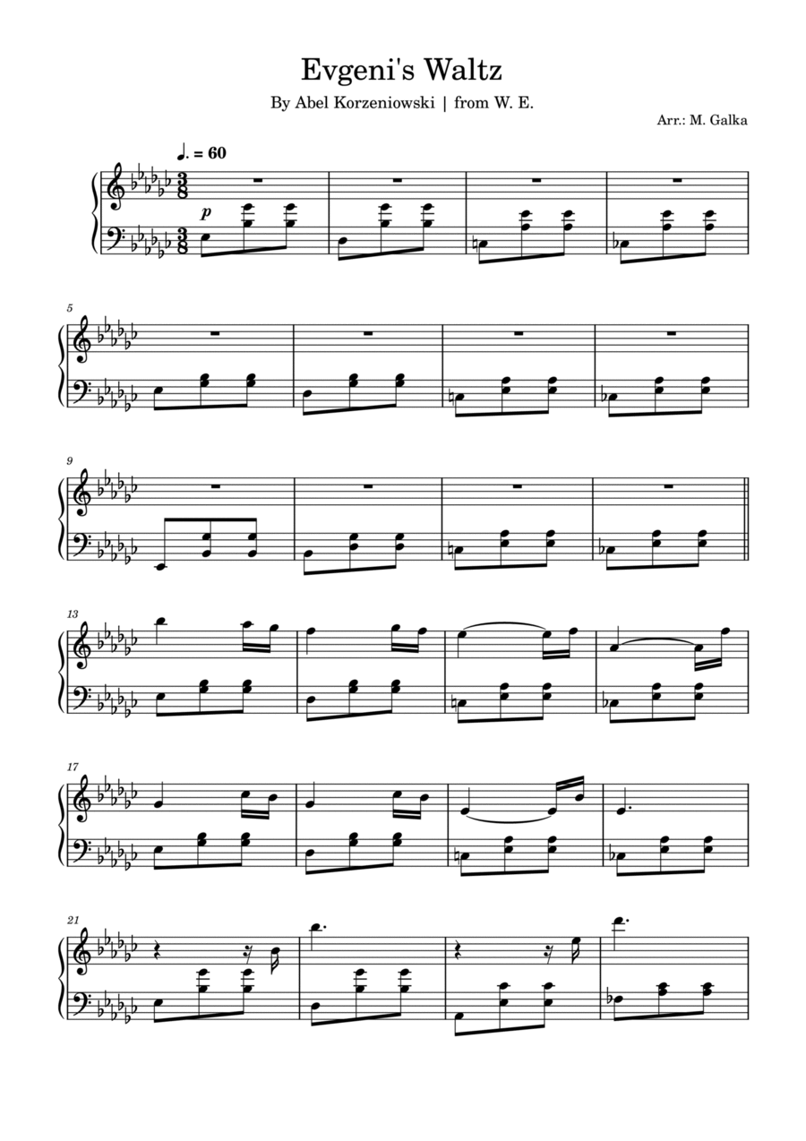 Evgeni's Waltz Piano Solo scores gallery preview page 1