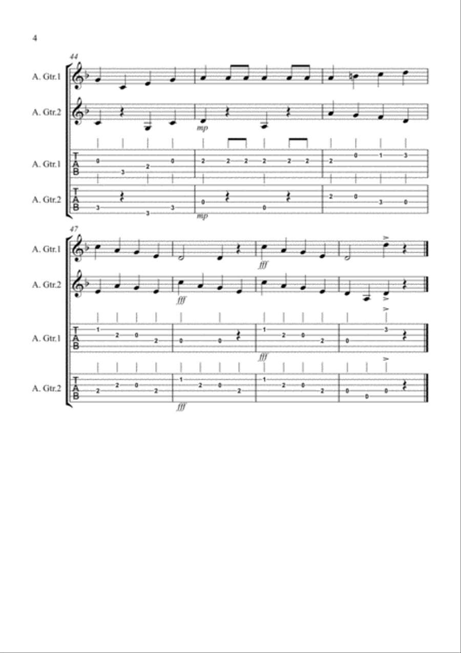 Drunken Sailor for Guitar Duet Guitar Tablature scores gallery preview page 4