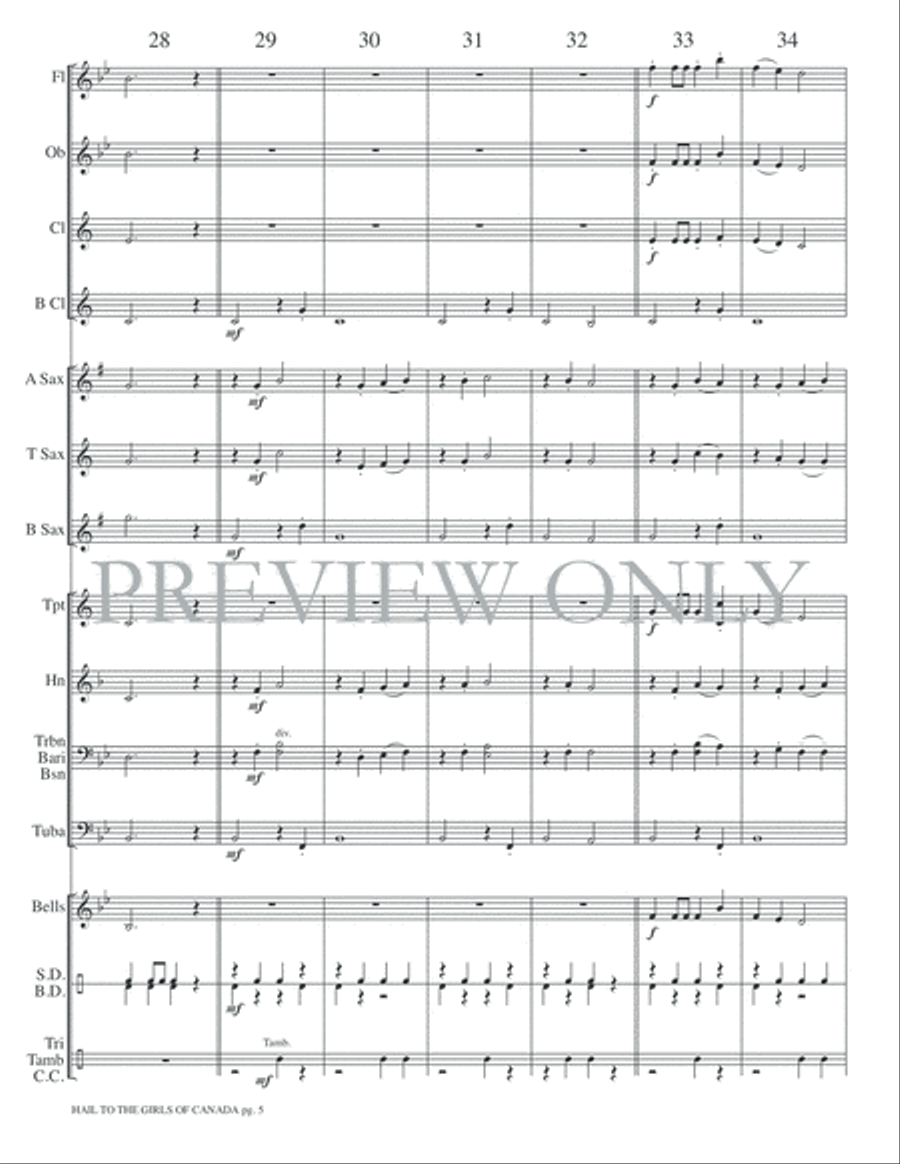 Hail to the Girls of Canada Concert Band scores gallery preview page 8