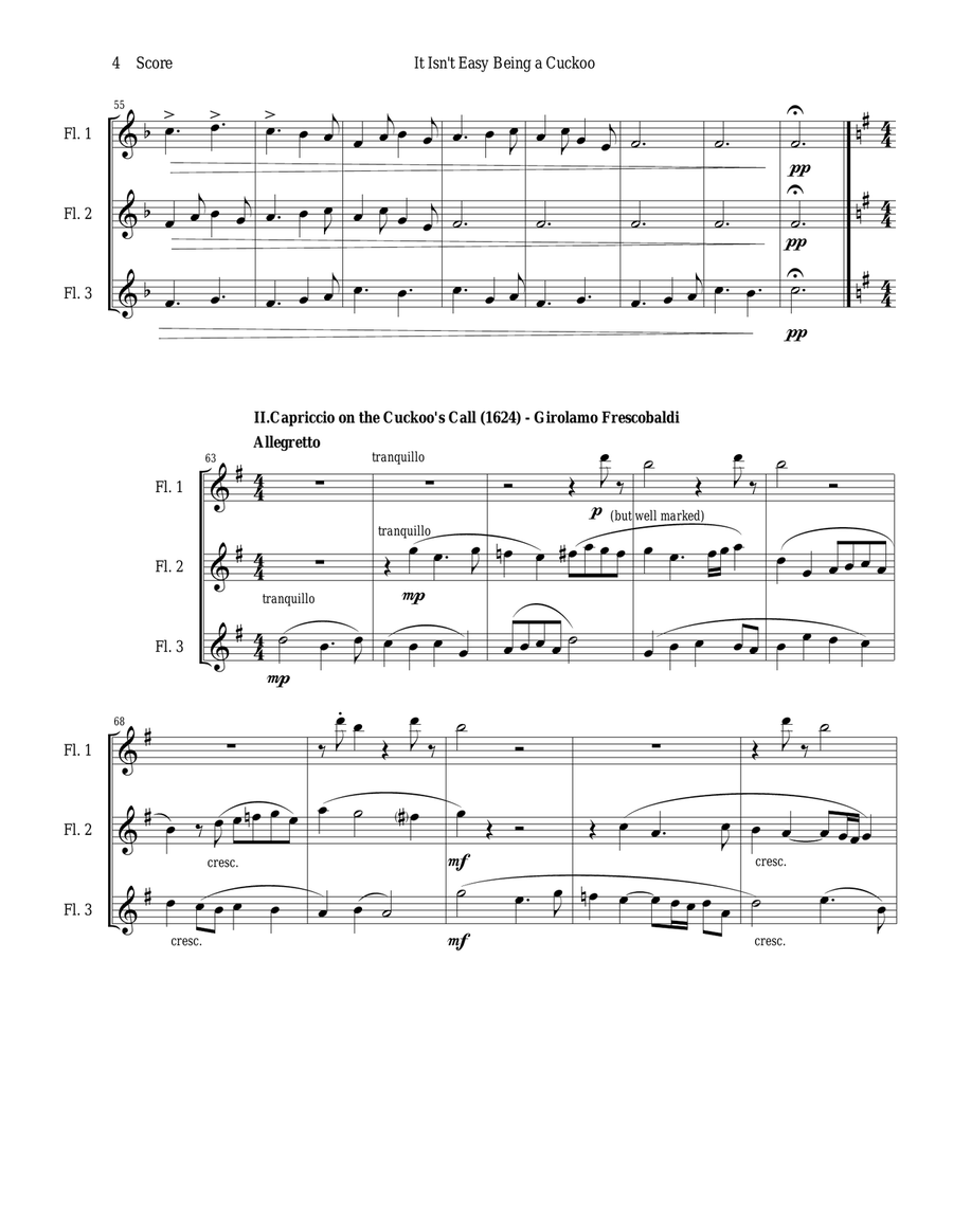 It Isn't Easy Being a Cuckoo for flute trio Flute Trio scores gallery preview page 4