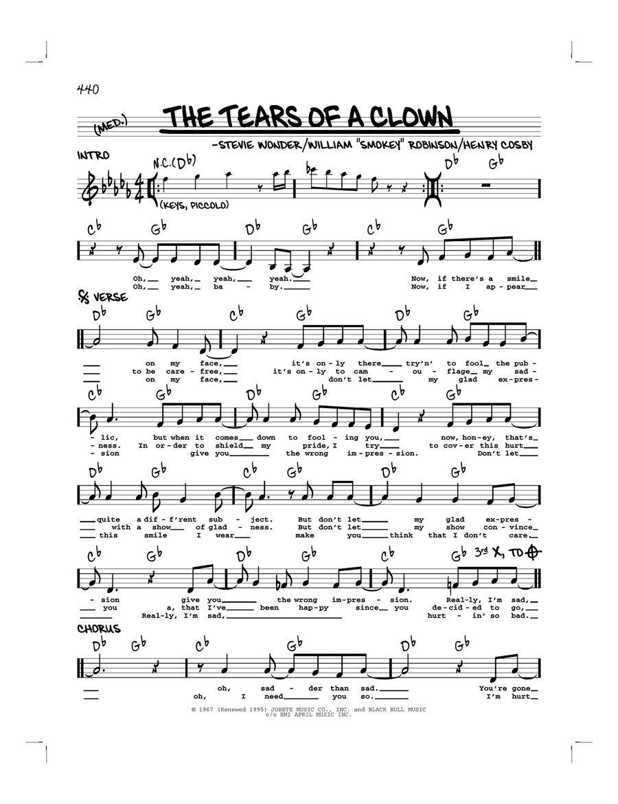 The Tears Of A Clown Piano scores gallery preview page 1