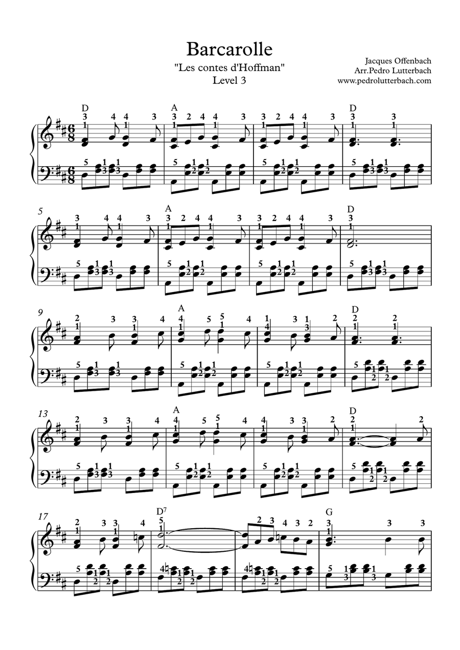 Barcarolle Piano Solo scores gallery preview page 1