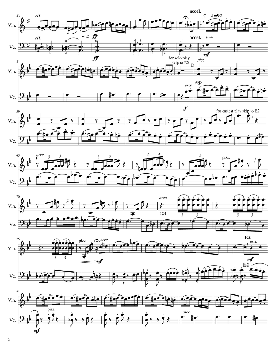Scheherazade Movement 3 Young Prince and Young Princess for Violin & Cello String Duet scores gallery preview page 2