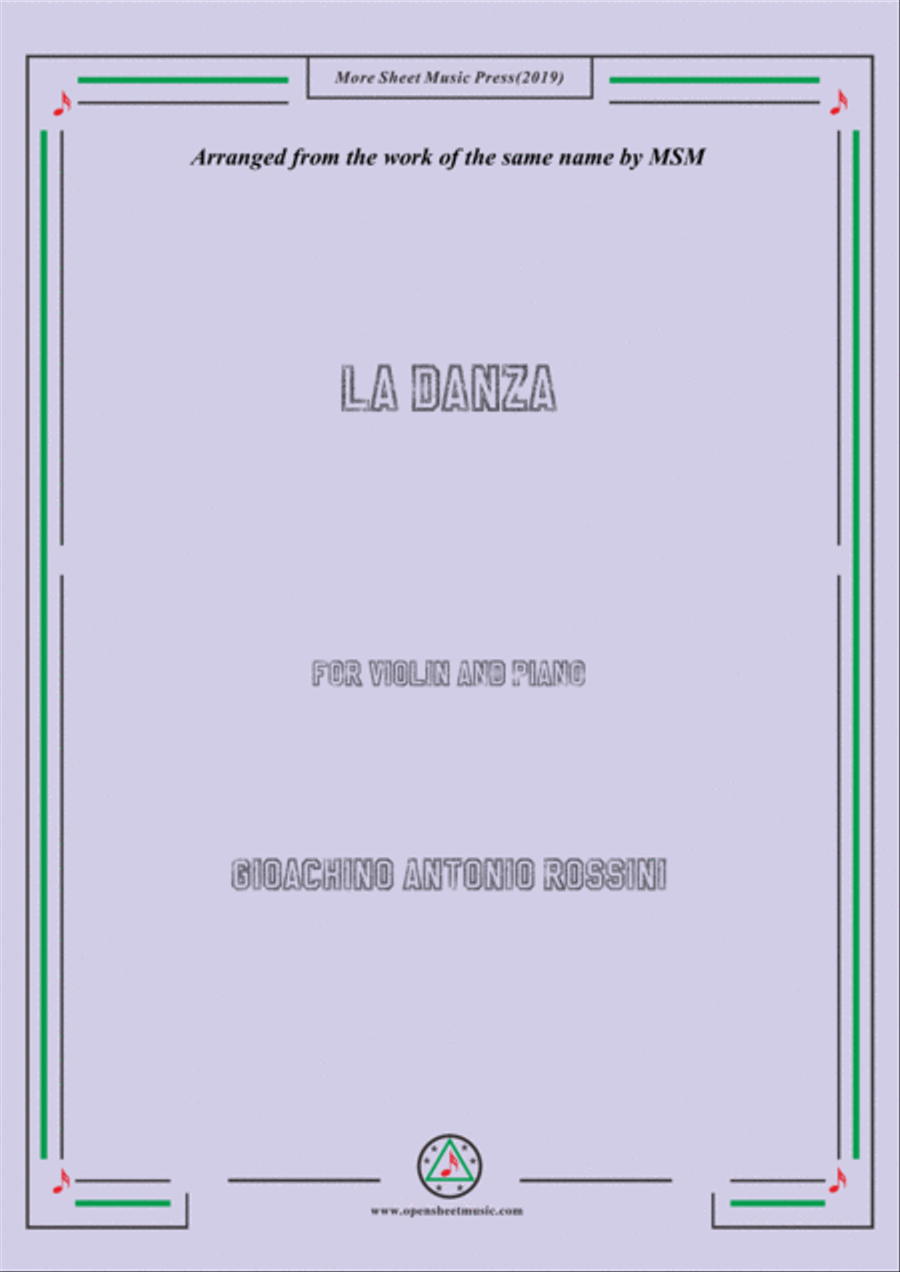 Rossini-La Danza, for Violin and Piano Violin Solo scores gallery preview page 1