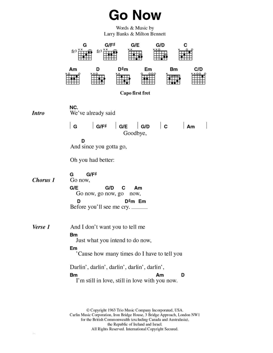 Go Now Acoustic Guitar scores gallery preview page 1