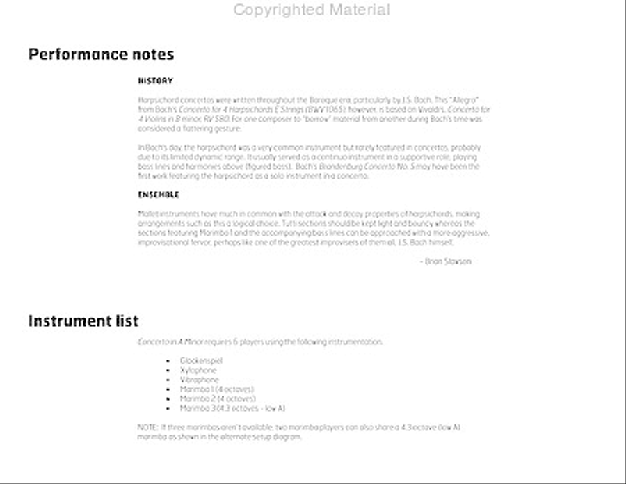 Concerto in A Minor Percussion Ensemble scores gallery preview page 3