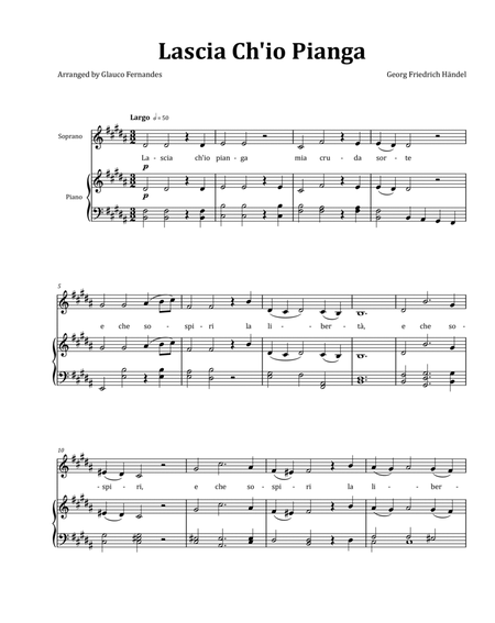 Lascia Ch'io Pianga by Händel - Soprano & Piano in B Major image number null
