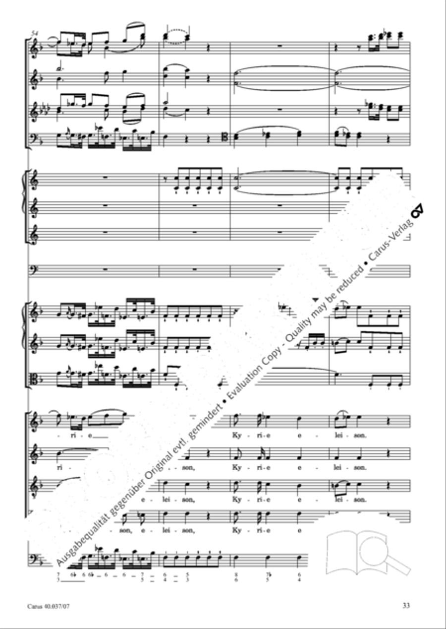 Kyrie in D minor 4-Part scores gallery preview page 34