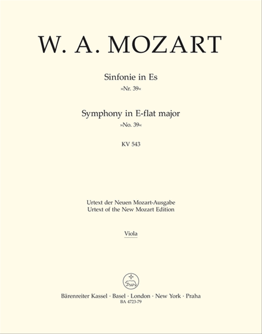 Symphony, No. 39 E flat major, KV 543 Viola scores gallery preview page 1