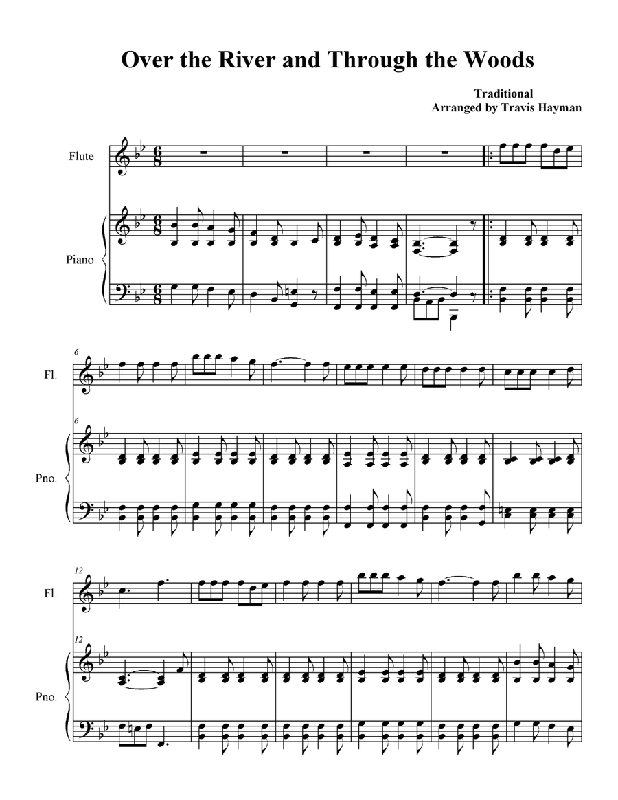 Over the River and Through the Woods - Flute/ Oboe Oboe scores gallery preview page 3
