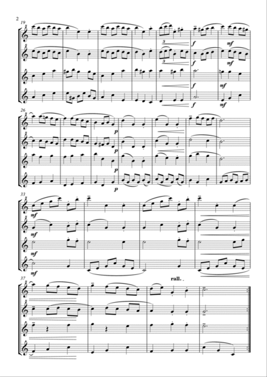 Six Classical Minuets for Recorder Quartet Recorder scores gallery preview page 2