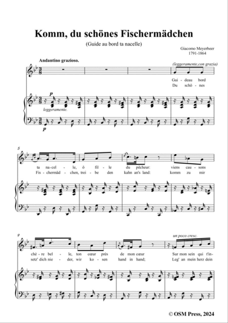 Meyerbeer-Komm,du schönes Fischermädchen(Guide au bord ta nacelle),in g minor Voice scores gallery preview page 3