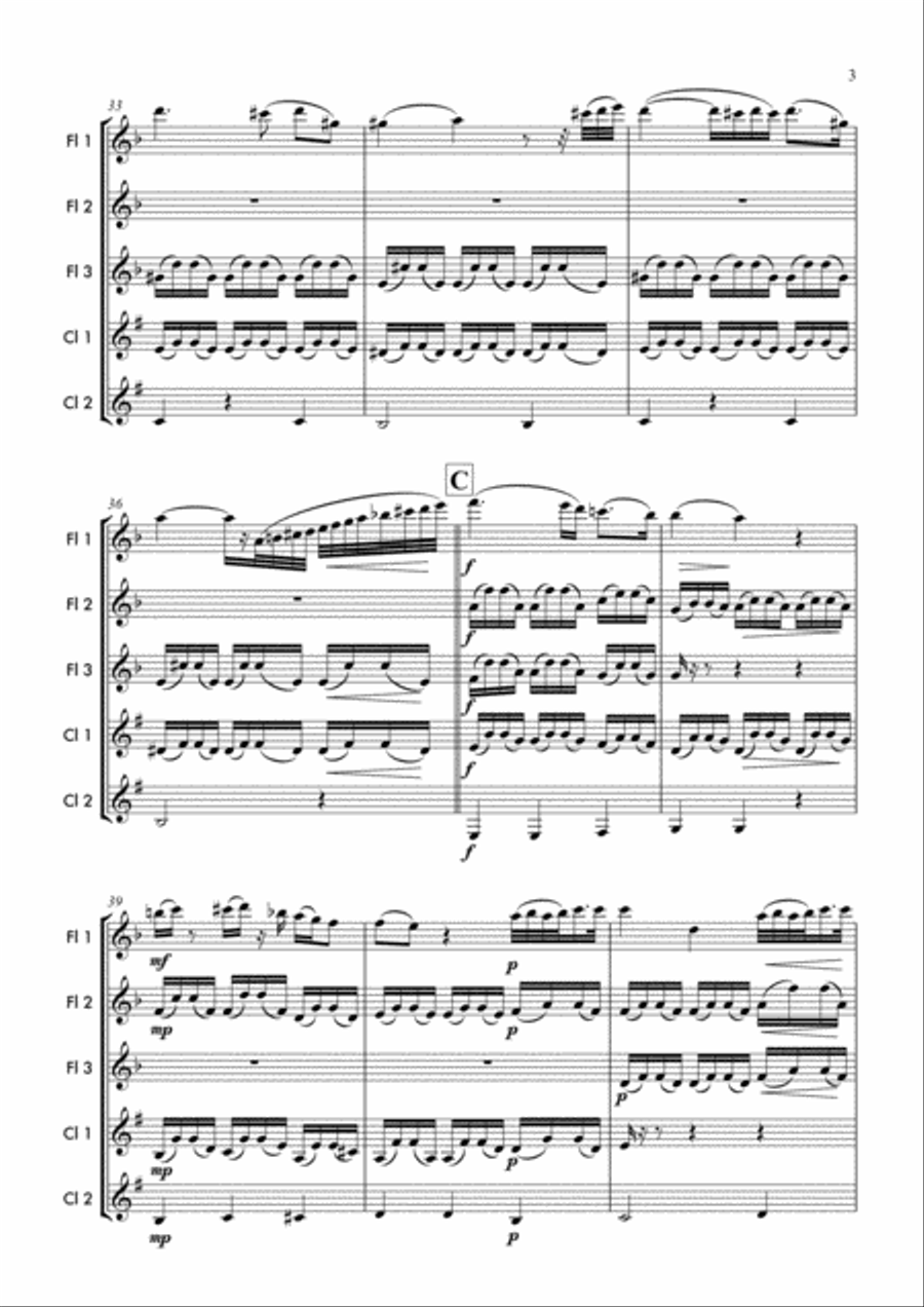 Dance of the Blessed Spirits Woodwind Ensemble scores gallery preview page 4