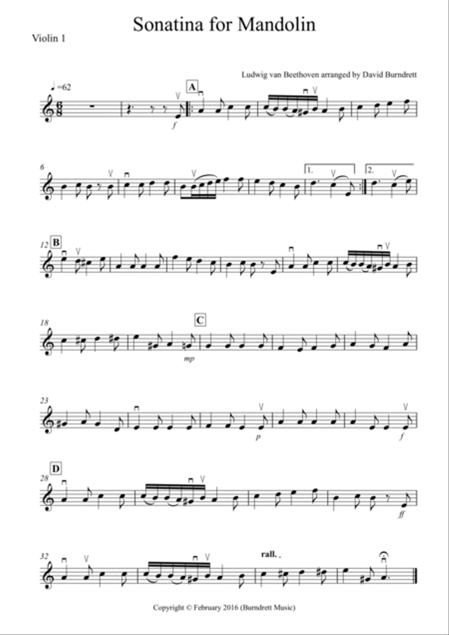 Sonatina by Beethoven for String Orchestra String Quartet scores gallery preview page 3