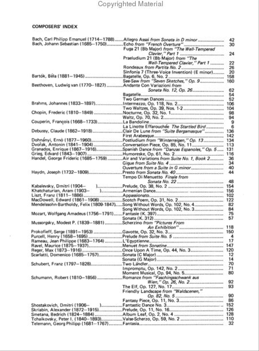 Early Advanced Classics to Moderns Piano Solo scores gallery preview page 3