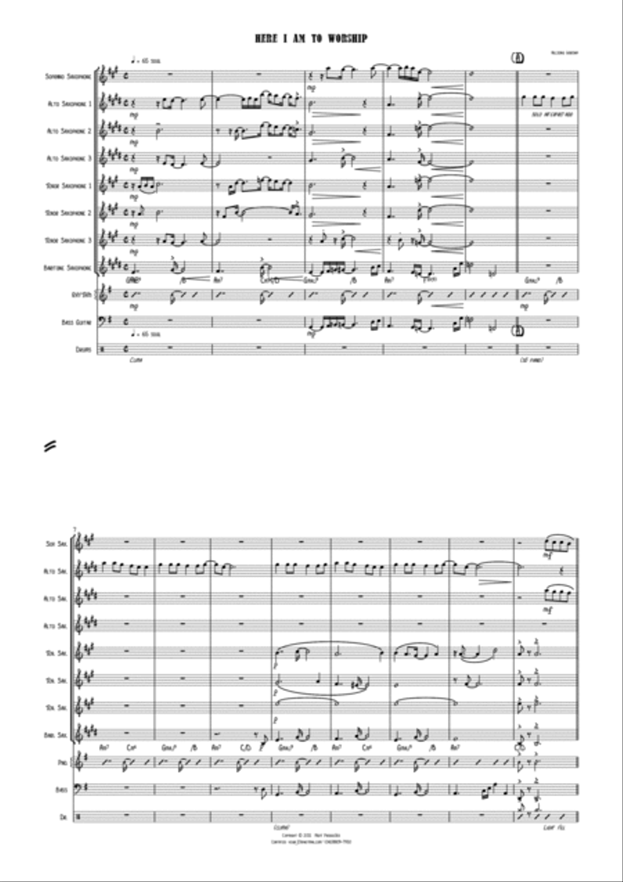 Here I Am To Worship (light Of The World) Large Ensemble scores gallery preview page 2