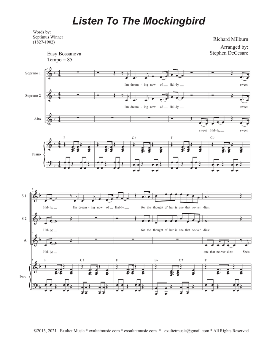 Listen To The Mockingbird (Vocal Trio - (SSA)
