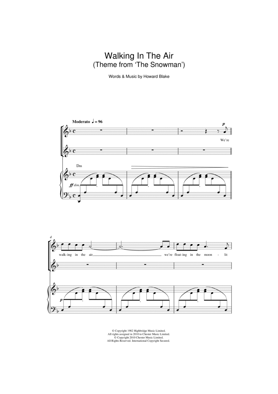 Walking In The Air (theme from The Snowman) SSA scores gallery preview page 1