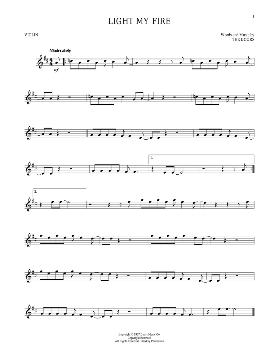 Light My Fire Violin Solo scores gallery preview page 1