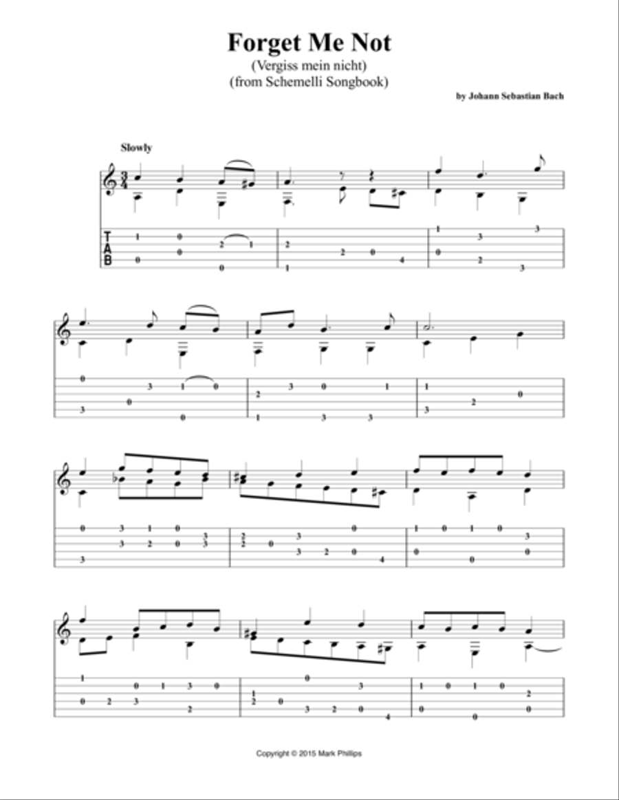 Forget Me Not (Vergiss mein nicht) Classical Guitar scores gallery preview page 1
