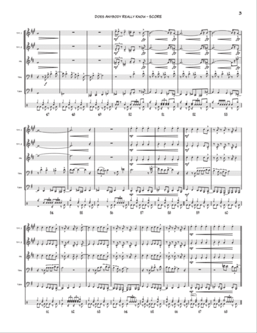 Does Anybody Really Know What Time It Is? Brass Quintet scores gallery preview page 3