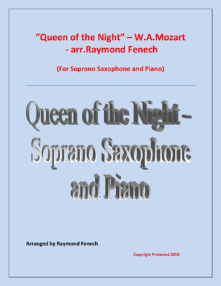 Book cover for Queen of the Night - From the Magic Flute - Soprano Sax and Piano