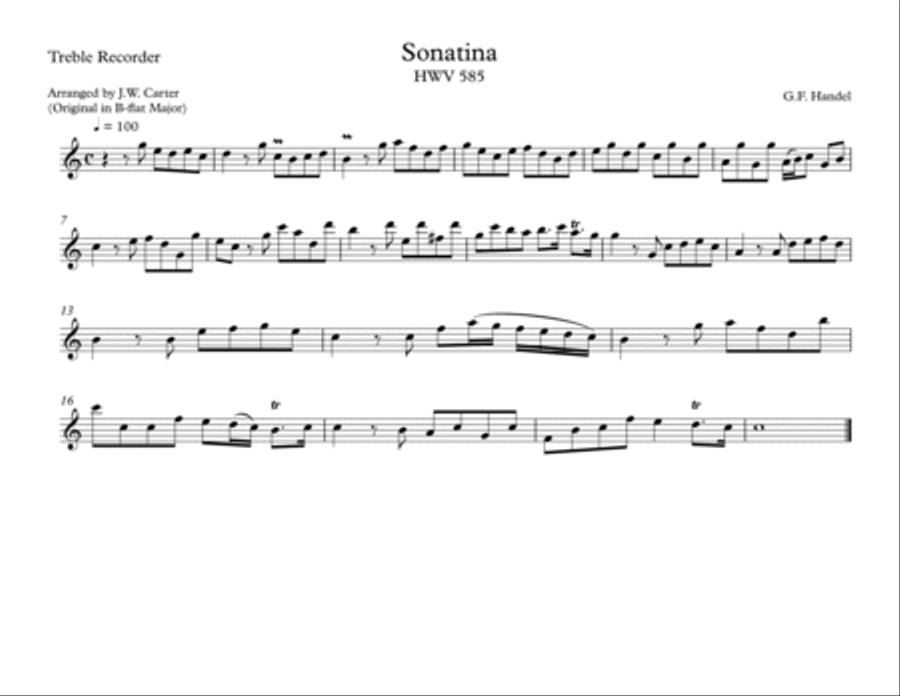 Sonatina HWV 585 for Alto Recorder & Viola Duet Alto Recorder scores gallery preview page 2