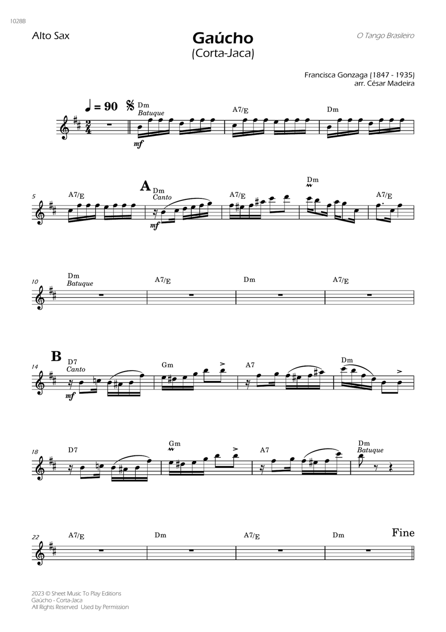 Gaúcho (Corta-Jaca) - Alto Sax Solo - W/Chords Alto Saxophone scores gallery preview page 1