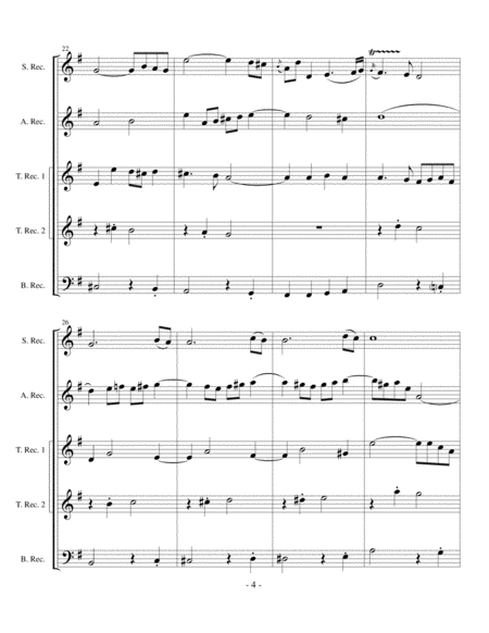 Air from Orchestral Suite No. 3 for recorder quintet SATTB