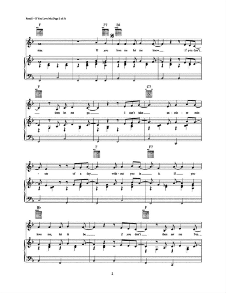 If You Love Me (Let Me Know) Piano, Vocal, Guitar scores gallery preview page 2
