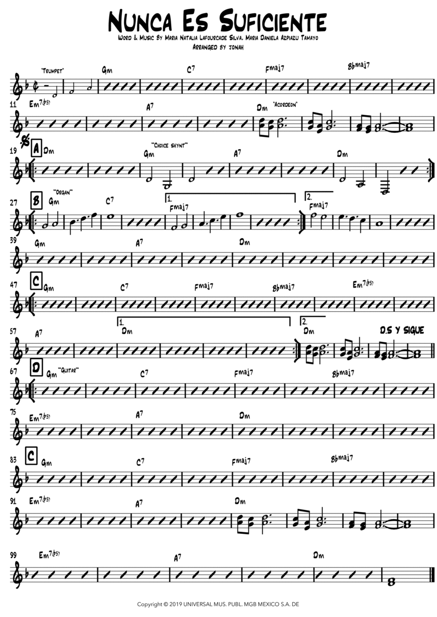 Nunca Es Suficiente Piano scores gallery preview page 1