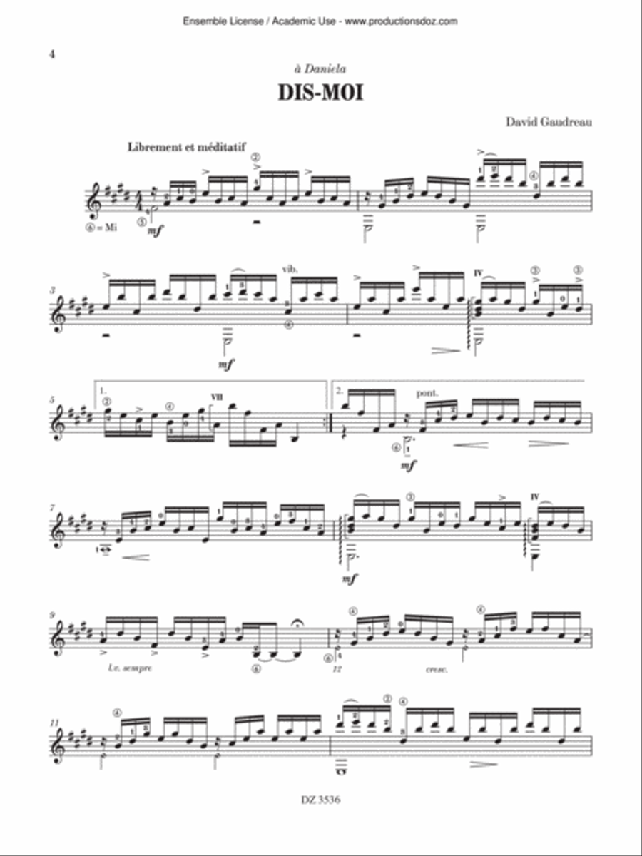 Une histoire triste / Dis-moi Classical Guitar scores gallery preview page 4