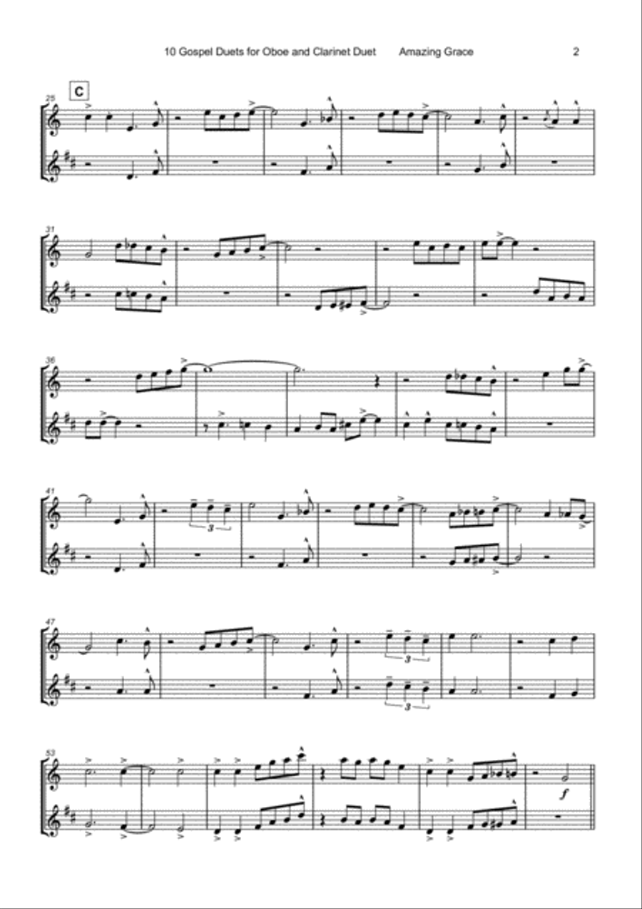10 Gospel Duets for Oboe and Clarinet Woodwind Duet scores gallery preview page 4