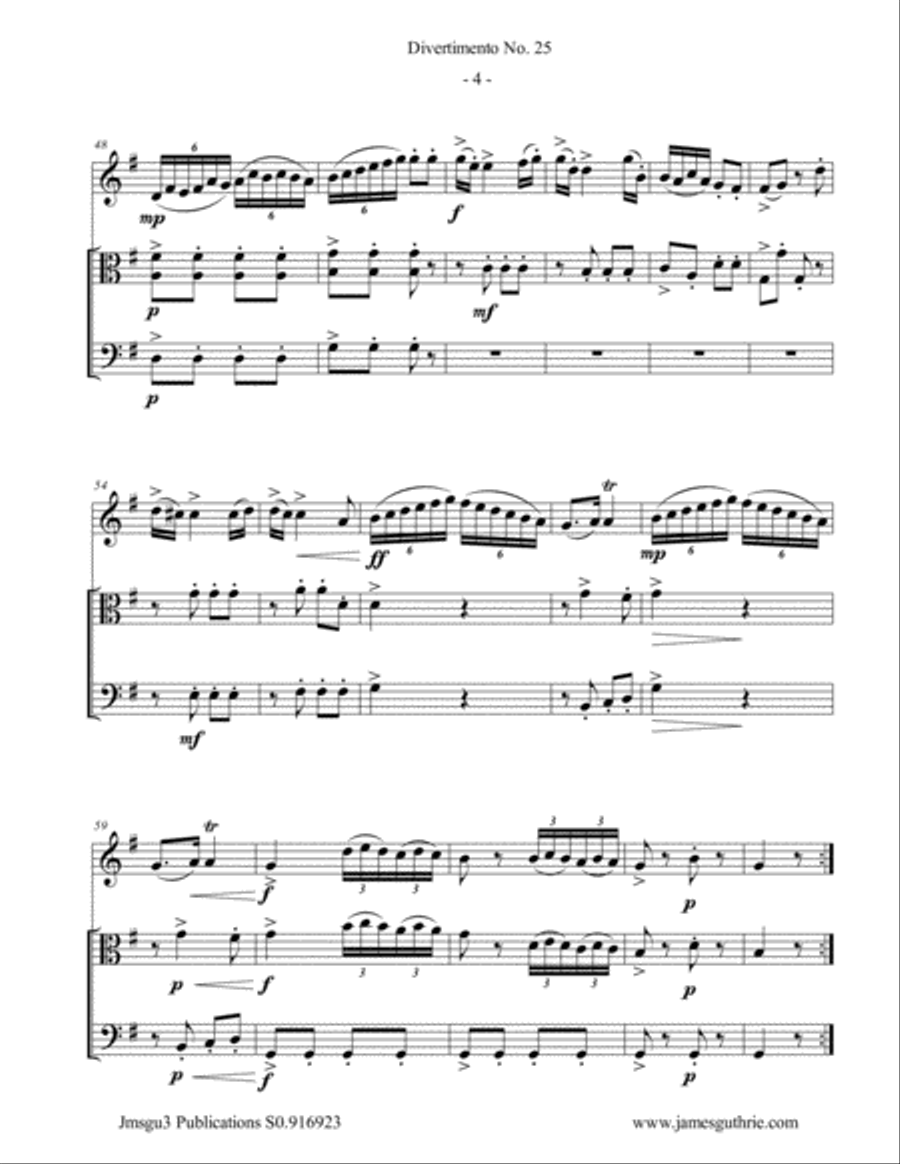 Haydn: Divertimento No. 25 Trio for Oboe, Viola & Cello Oboe scores gallery preview page 4