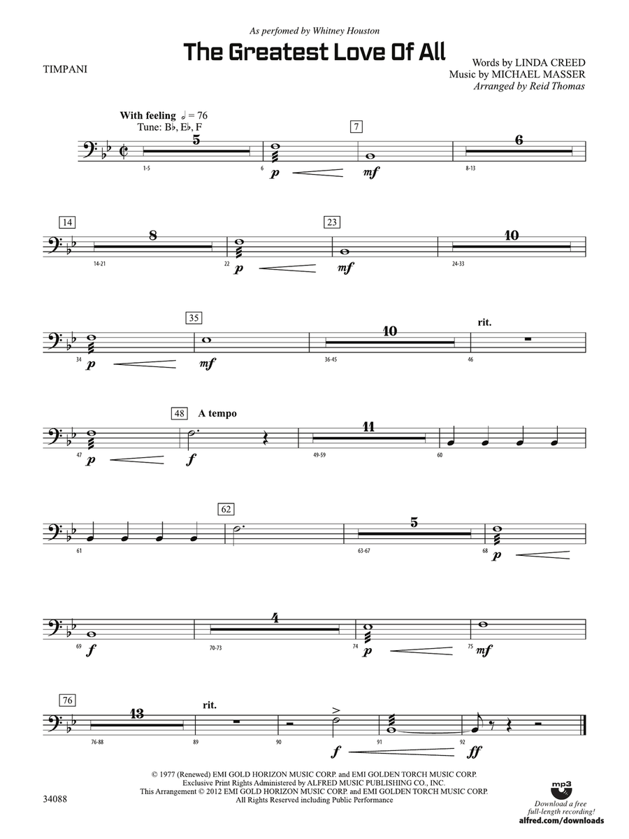 The Greatest Love of All: Timpani