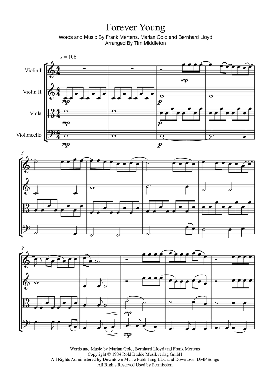 Forever Young String Quartet scores gallery preview page 3