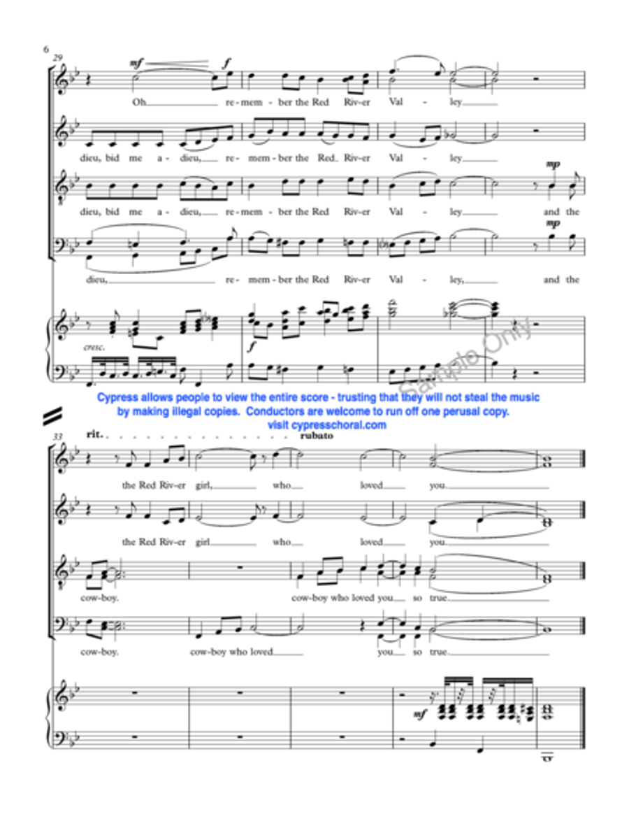 Red River Valley 4-Part scores gallery preview page 6