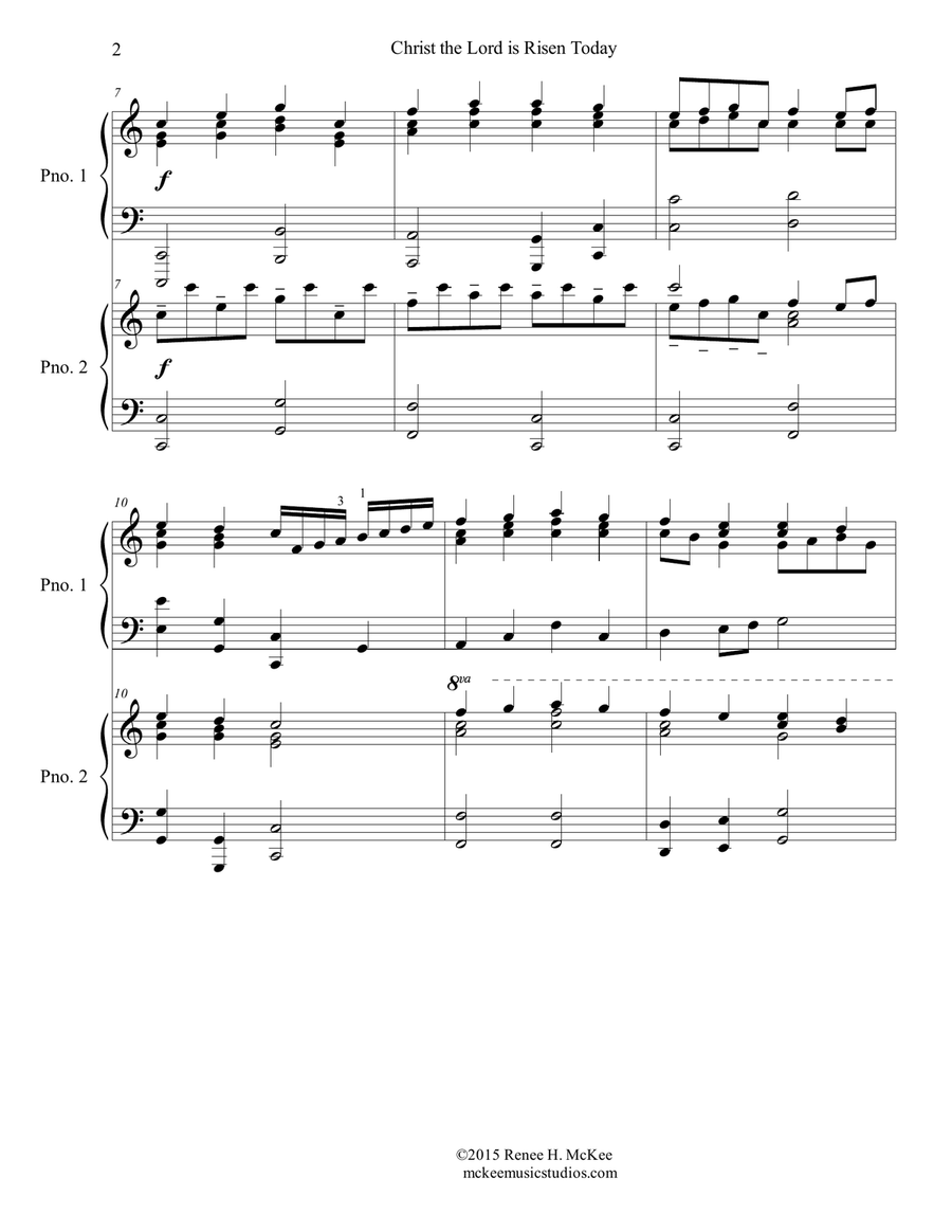 Christ the Lord is Risen Today Easter Piano Duo Piano Solo scores gallery preview page 2