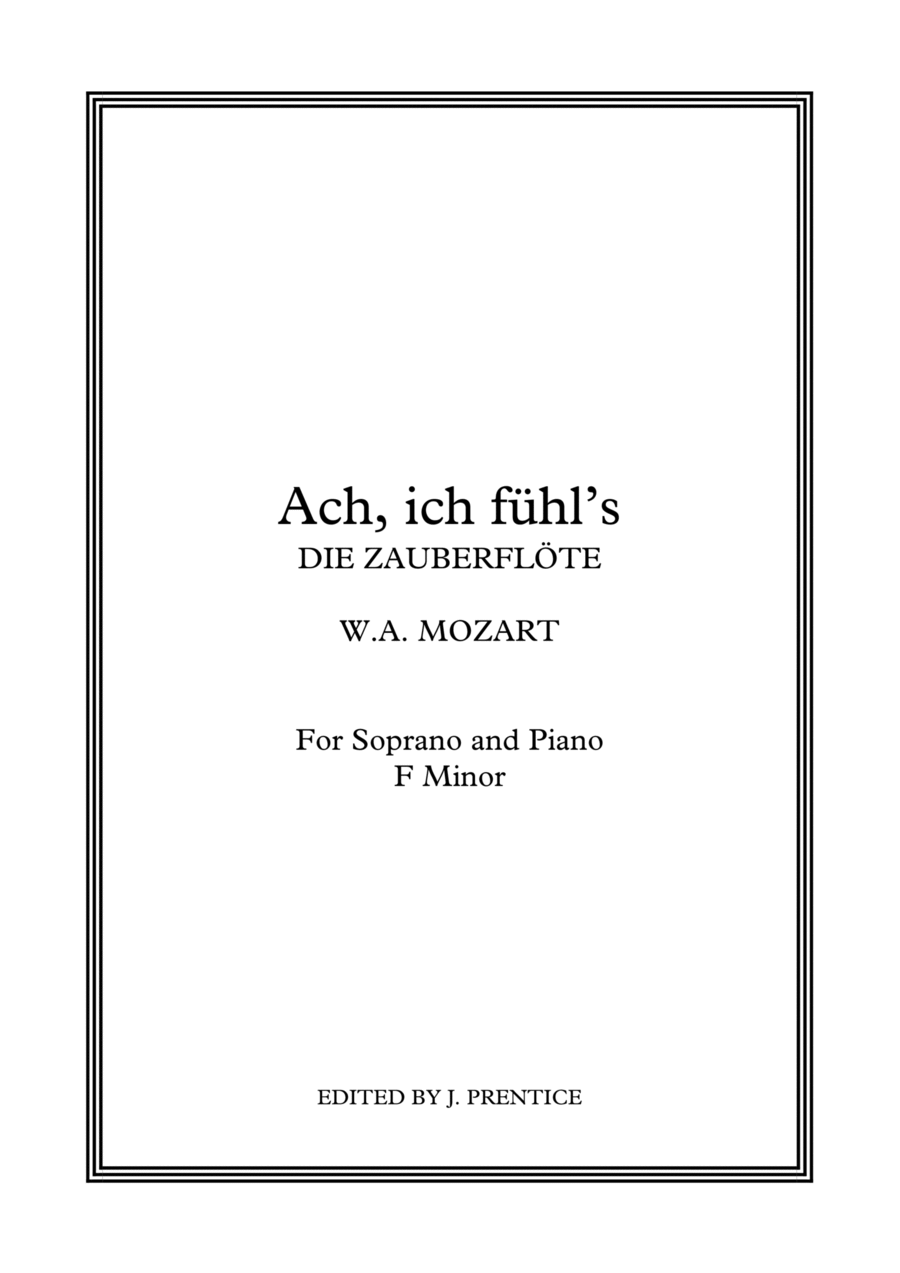 Book cover for Ach, ich fühl's - Die Zauberflöte (F Minor)