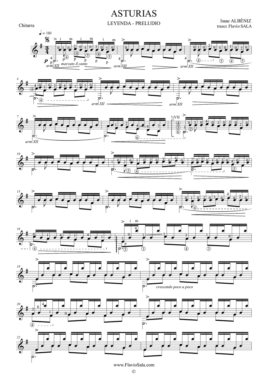 ASTURIAS by Albéniz - Transcr. for guitar by Flavio SALA Classical Guitar scores gallery preview page 3