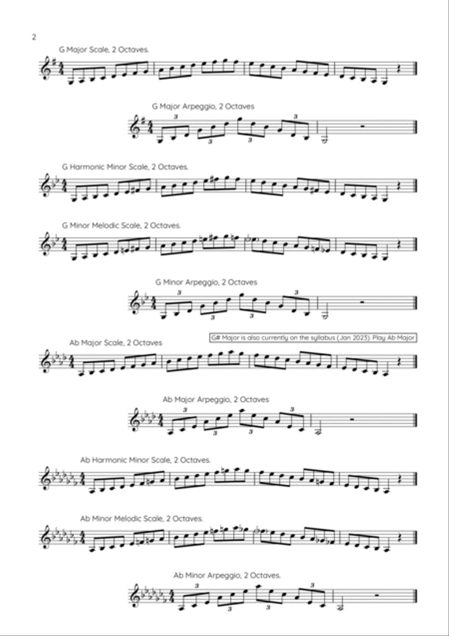 Trumpet Scales Grade 6. For the new ABRSM Syllabus from 2023.