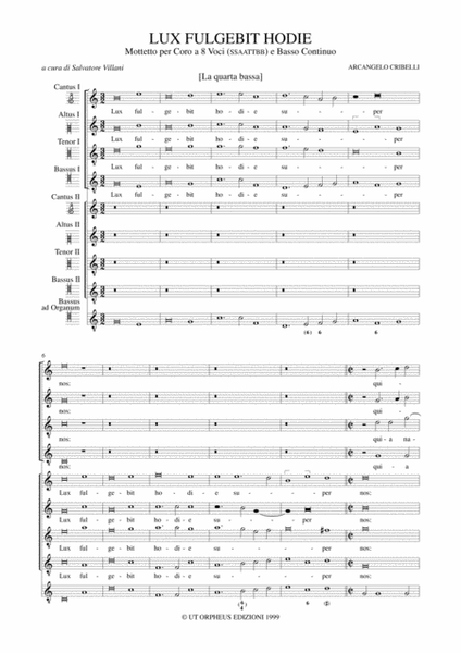 Lux Fulgebit Hodie. Motet (Roma 1607) for 8-part Choir (SATB-SATB) and Continuo