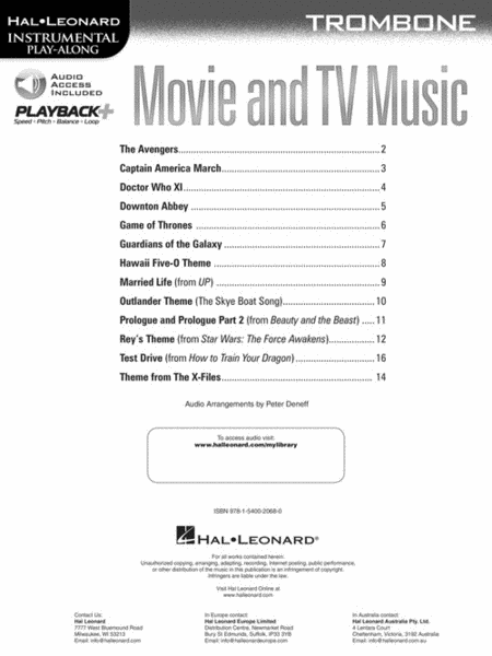Movie and TV Music for Trombone image number null